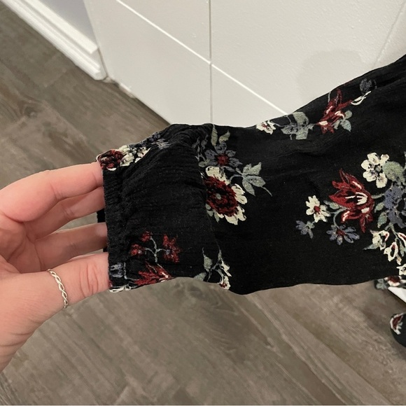 Free People Black Floral Swing Tunic Long SleeveDress - Picture 6 of 13